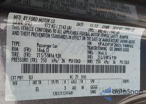 2013 Ford Focus Se z USA, uszkodzony, nr VIN 1FADP3F29DL198692